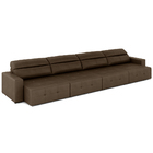 Sofá Retrátil 8 Lugares 524cm 4 Módulos Nero Couro Cappuccino