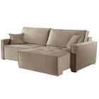 Sofá Retrátil Alpha Veludo Bege 2,10 M
