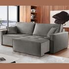 Sofá Retrátil Alpha Veludo Cinza 2,70 M