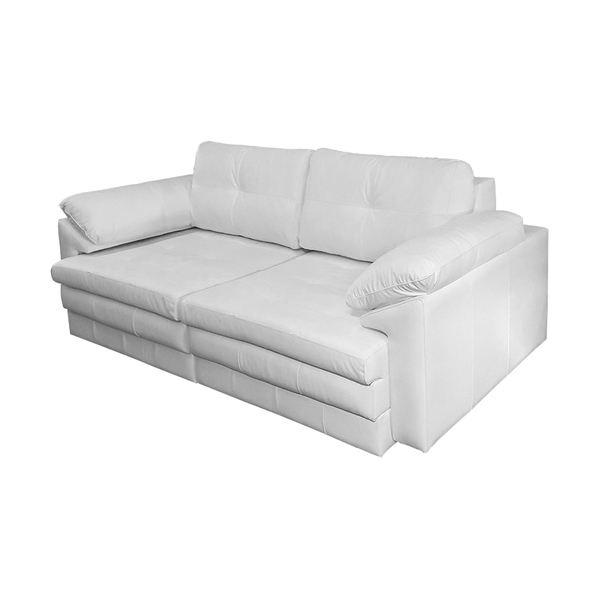 Sofá Retrátil Bali 02 Lugares Couro Branco B105 175 Cm Pés De