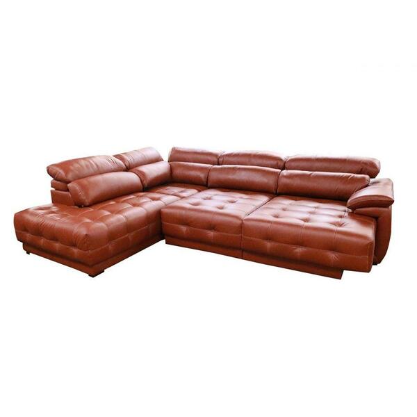 Sofá Retrátil Chaise Esquerda 1,26m Conhaque Com Brilho