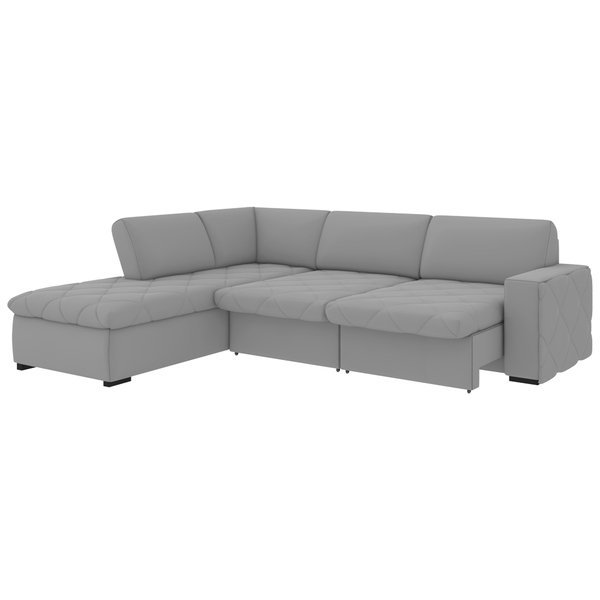 Sofá Retrátil Com Chaise 3 Lugares 262cm Chel Veludo Cinza Cl