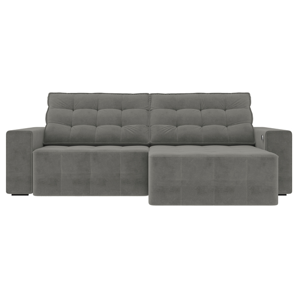 Sofá Retrátil Com Usb 234cm Elliot Suede Grafite G52 - Gran B