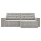 Sofá Retrátil Com Usb 274cm Elliot Suede Cinza G52 - Gran Belo