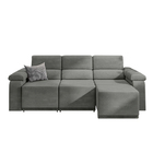 Sofá Retrátil Desmontável Suede 2,10m 3 Lugares Fox Cinza