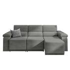Sofá Retrátil Desmontável Suede 2,15m 3 Lugares Fox Cinza