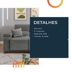 Sofá Retrátil Desmontável Suede 2,15m 3 Lugares Fox Cinza