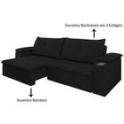 Sofa Retratil E Reclinavel 03 Lugares 230cm Tico Suede Preto