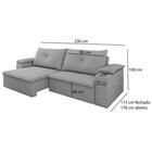 Sofa Retratil E Reclinavel 03 Lugares 230cm Tico Suede Preto