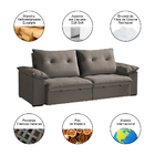 Sofá Retrátil E Reclinável 04 Lugares 230cm Petrus Suede Cinza