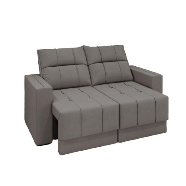 Sofá Retrátil E Reclinável 1,50m 2 Lugares Kazan Veludo Cinza