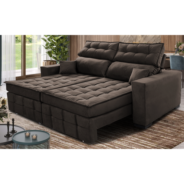 Sofá Retrátil E Reclinável 1,80m Molas Ensacadas E Costura Tr