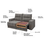 Sofá Retrátil E Reclinável 1,85m 3 Lugares Kazan Veludo Cinza