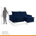 Sofá Retrátil E Reclinável 180cm Firenze Veludo/azul