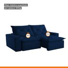 Sofá Retrátil E Reclinável 180cm Firenze Veludo/azul
