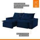 Sofá Retrátil E Reclinável 180cm Firenze Veludo/azul