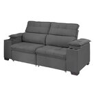 Sofá Retrátil E Reclinável 180cm Veludo Titânio Titânio