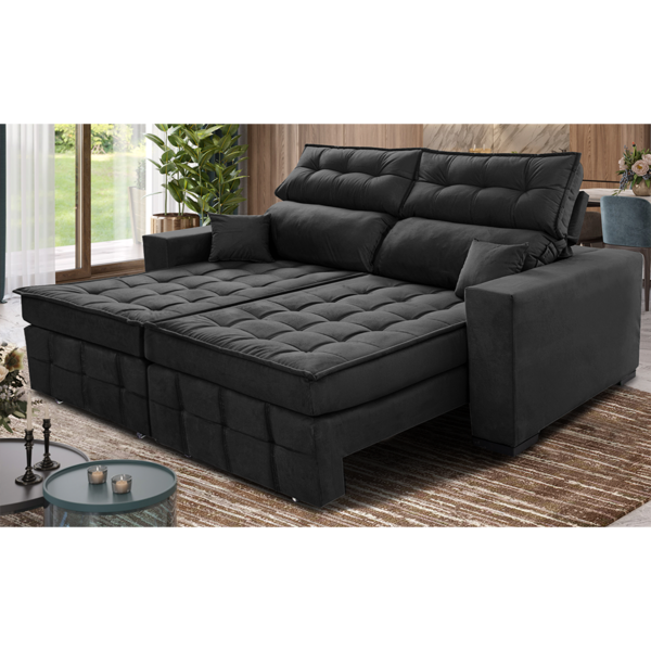 Sofá Retrátil E Reclinável 2,00m Molas Ensacadas E Costura Tr