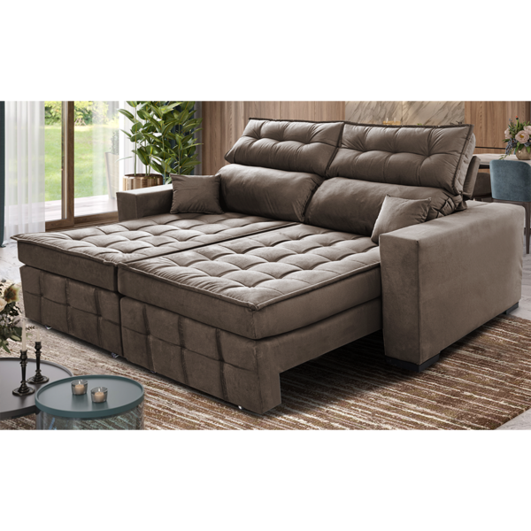 Sofá Retrátil E Reclinável 2,00m Molas Ensacadas E Costura Tr