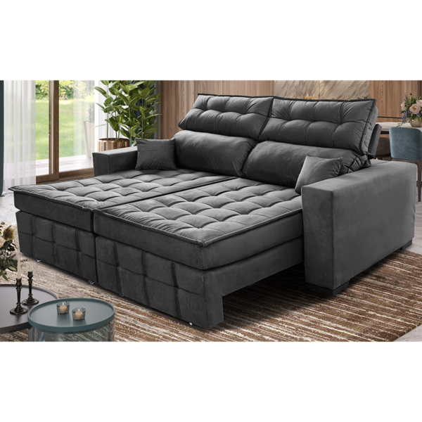 Sofá Retrátil E Reclinável 2,00m Molas Ensacadas E Costura Tr