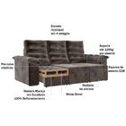 Sofá Retrátil E Reclinável 2,10m 3 Lugares Apolo Suede Marrom