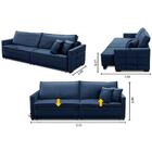 Sofá Retrátil E Reclinável 2,10m Karina Veludo Azul Madelina