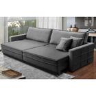 Sofá Retrátil E Reclinável 2,10m Karina Veludo Cinza Madelina