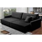 Sofá Retrátil E Reclinável 2,10m Karina Veludo Preto Madelina