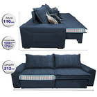 Sofá Retrátil E Reclinável 2,12m Com Molas Ensacadas Cama Inb