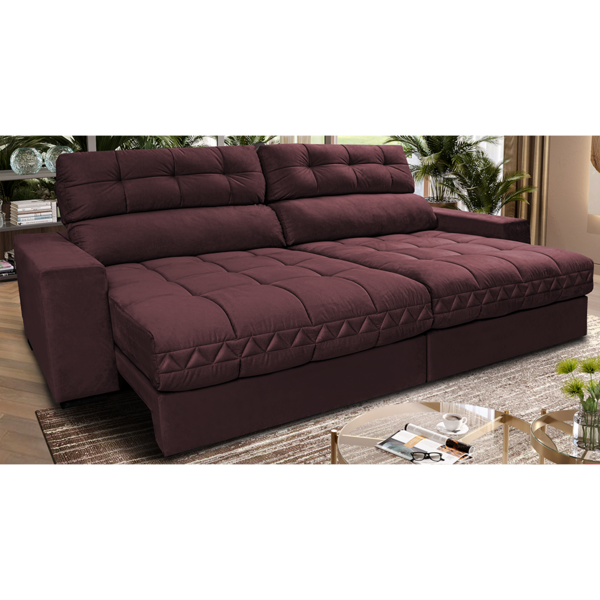 Sofá Retrátil E Reclinável 2,12m Molas Ensacadas Cama Inbox B