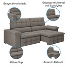 Sofá Retrátil E Reclinável 2,15m 2 Lugares Elite Veludo Castor