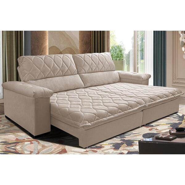 Sofá Retrátil E Reclinável 2,15m Molas Ensacadas Cama Inbox B