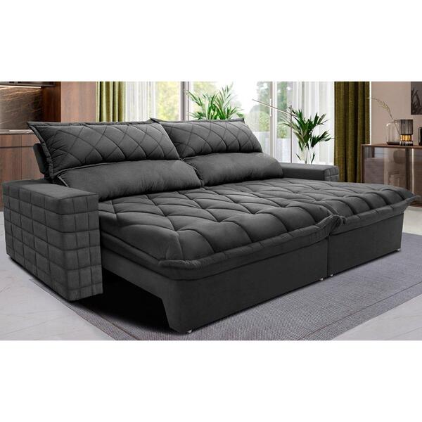 Sofá Retrátil E Reclinável 2,15m Molas Ensacadas Cama Inbox E