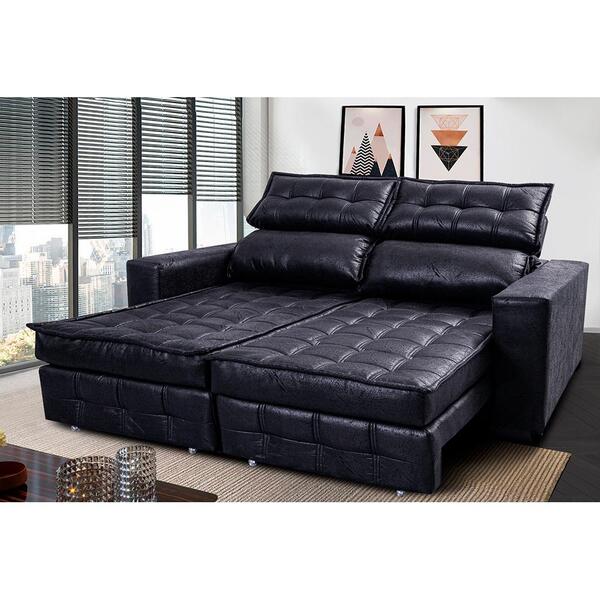 Sofá Retrátil E Reclinável 2,20m Molas Ensacadas E Costura Tr