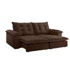 Sofá Retrátil E Reclinável 2,30m 4 Lugares Marrom/bege