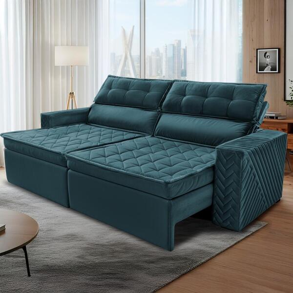 Sofá Retrátil E Reclinável 2,30m Cama Inbox Charm Velusoft Pe