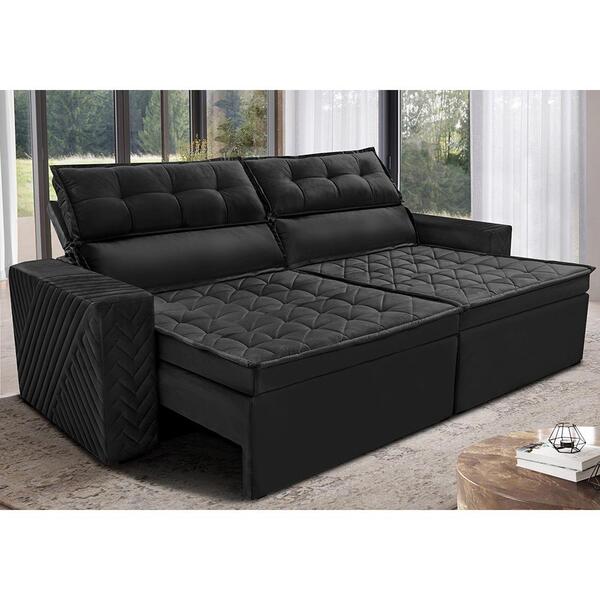Sofá Retrátil E Reclinável 2,30m Cama Inbox Charm Velusoft Pr