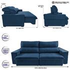 Sofá Retrátil E Reclinável 2,30m Cama Inbox Flórida Com Molas