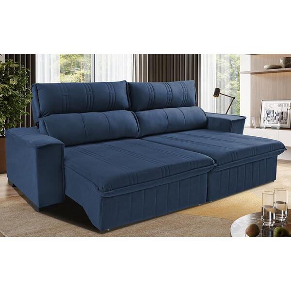 Sofá Retrátil E Reclinável 2,30m Cama Inbox Flórida Com Molas