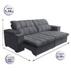 Sofá Retrátil E Reclinável 2,32m Cama Inbox Marrocos Com Mola