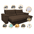 Sofá Retrátil E Reclinável 2,32m Com Molas Ensacadas Cama Inb