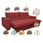 Sofá Retrátil E Reclinável 2,32m Com Molas Ensacadas Cama Inb