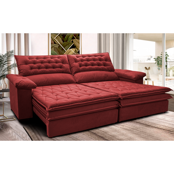 Sofá Retrátil E Reclinável 2,32m Molas Ensacadas Cama Inbox A