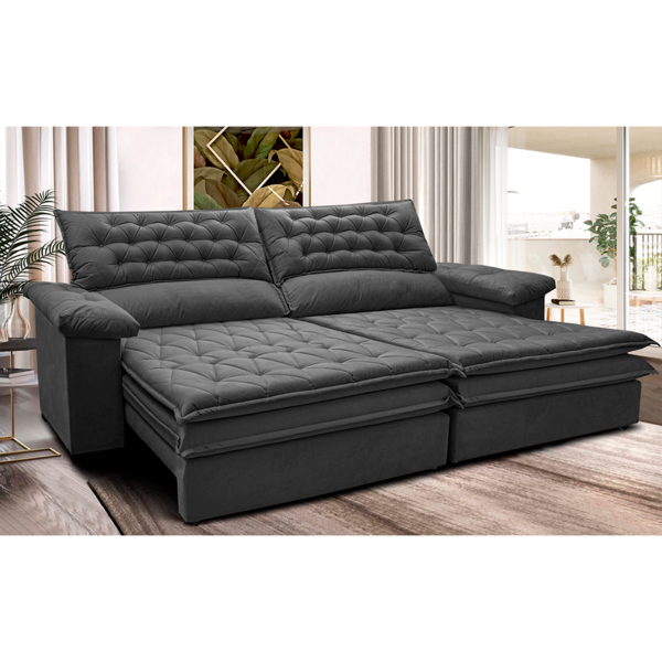 Sofá Retrátil E Reclinável 2,32m Molas Ensacadas Cama Inbox A