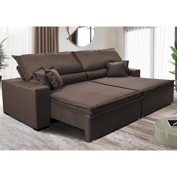 Sofá Retrátil E Reclinável 2,35m Império Com Molas Cama Inbox