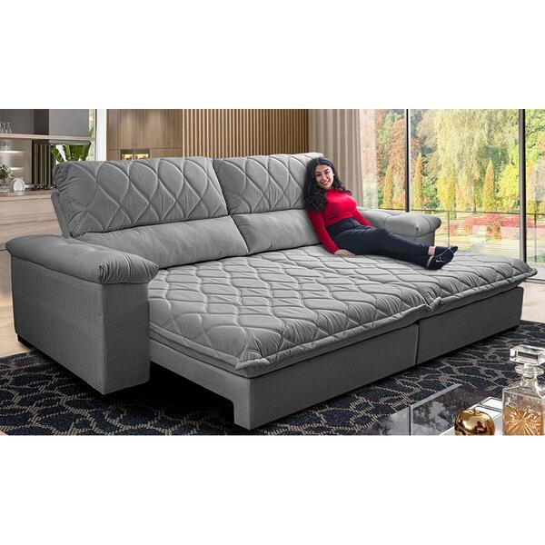 Sofá Retrátil E Reclinável 2,35m Molas Ensacadas Cama Inbox B