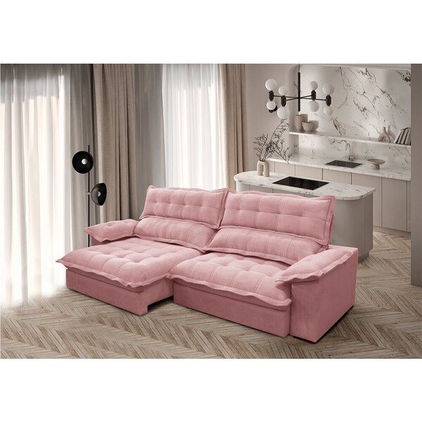 Sofá Retrátil E Reclinável 2,50 Metros Veludo Marquês Gralha