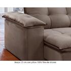 Sofá Retrátil E Reclinável 2,50m 4 Lugares Bege/marrom