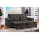 Sofá Retrátil E Reclinável 2,50m 4 Lugares Cinza/preto