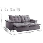 Sofá Retrátil E Reclinável 2,50m 4 Lugares Prata/preto